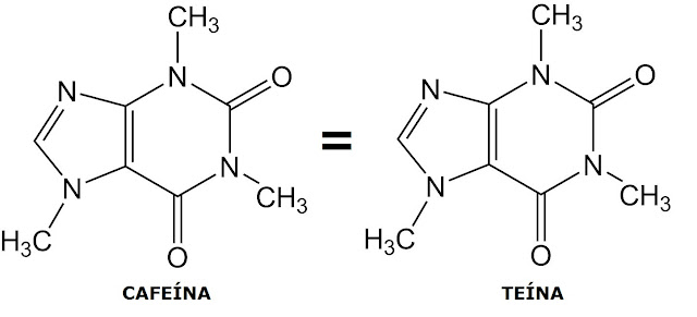 moléculas de cafeína y teína